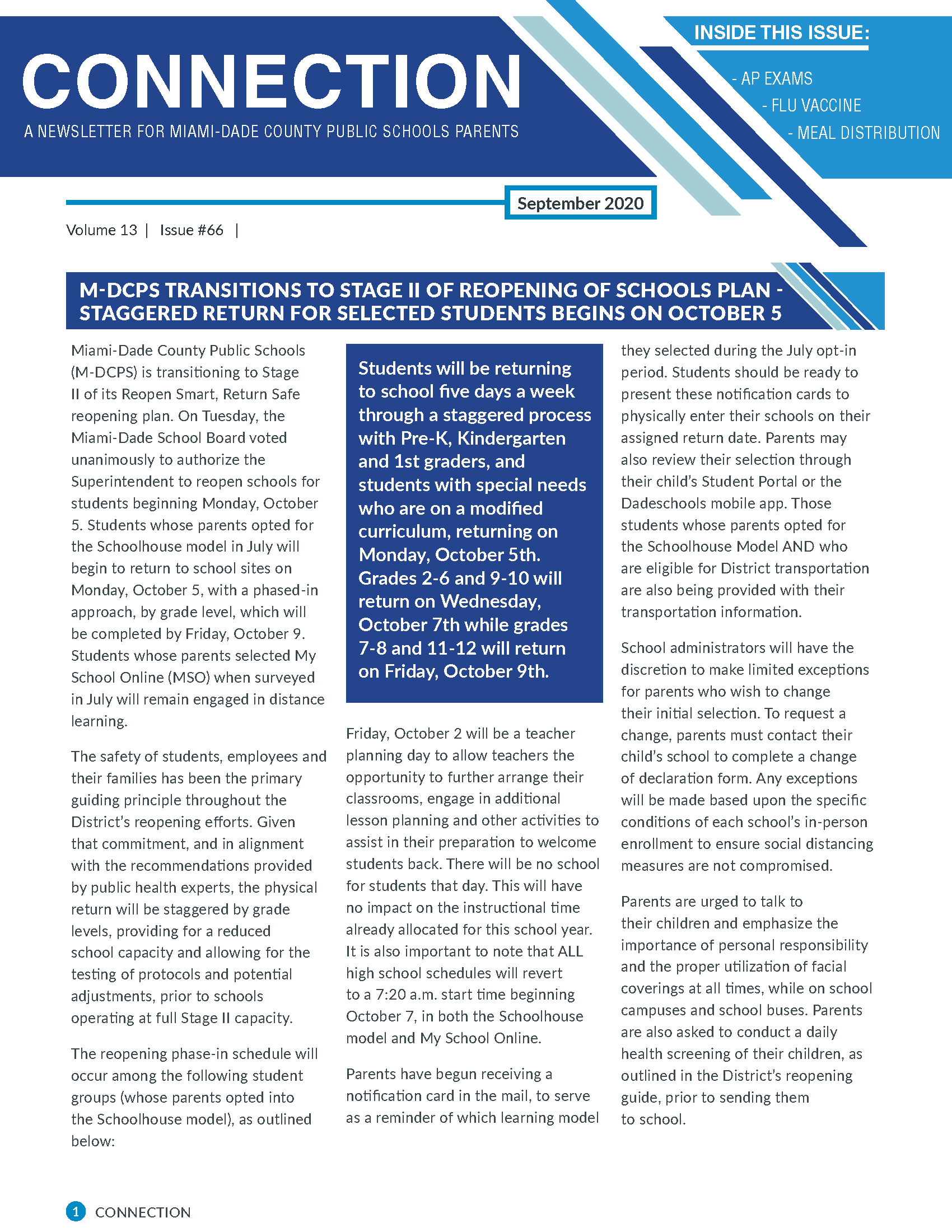 Page 1 of Newsletter